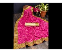 Malai Silk digital printed saree with blouse piece indian women wear sari cheap low price - Image 2