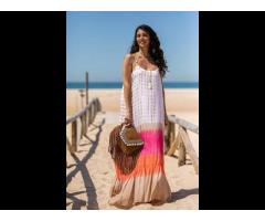 Women Rayon Summer Dress Beach Layer Boho Hippie Maxi Dress Tie & Dye Caftan Dress