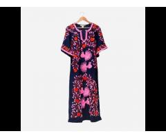 High Quality Women Clothing Wholesallers Mexican Style Caftan Dress Latest Round Neckline