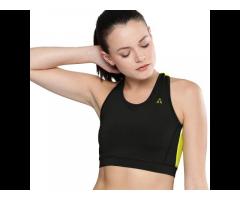 2021 Black & Fluorescent Green Color blocked Rapid Dry Sports Bra Regular straps and slip