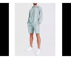 Long Sleeves hoodie with Shorts Custom made blank men's slim fit hoodies with shorts