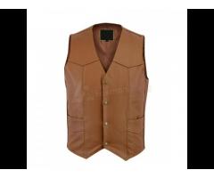 2021 Men New Warm Winter Sleeveless Black Leather Vest - Image 1