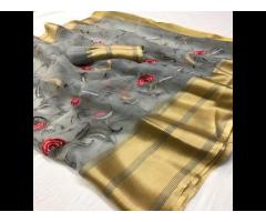 Pure handloom Banarasi saree with heavy zari weaving border work with high quality saree - Image 1