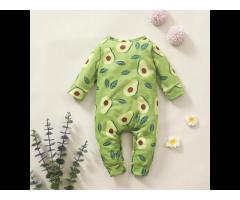2021 Newborn Baby Romper Long Sleeves Avocado Print Pajamas Baby Jumpsuit