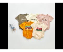 Summer Newborn Baby Boys Girls Pure Cotton Romper Cute Letter Short Sleeves