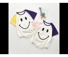 Cute Newborn Baby Boys Girls Romper Cute Smile Cartoon Short Sleeves Jumpsuit