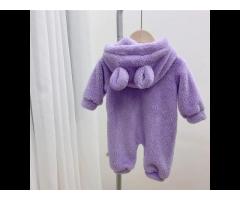 Baby Bodysuit Bear Hooded Fleece Long Sleeves Jumpsuit Newborn Plush Warm Romper For Winter