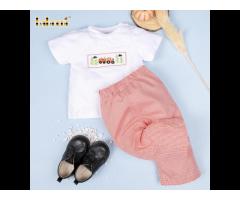 Truck hand smocked boy set clothing OEM ODM customized hand made embroidery