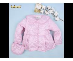 Flower embroidery pink quilted coat for children OEM ODM girl quilted clothing - QC110