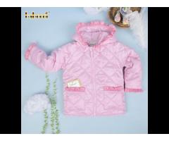 Heart embroidery quilted coat for baby girls OEM ODM children quilted coat clothing - QC107