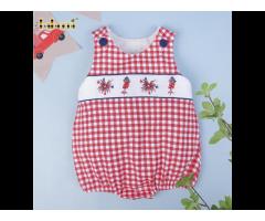 Lovely Independence fireworks smocked boy bubble OEM ODM customized hand made