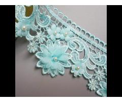 Factory direct  Chiffon Flower Embroidered Lace Edge Trim Ribbon Fabric Patchwork Wedding Dress