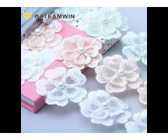 3D DIY Embroidery Flower Lace Organza Polyester Yarn Women's Garment Accessories Bead Trim