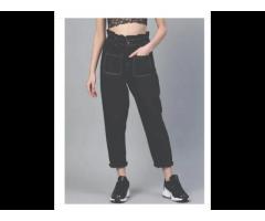 Women Black Regular Fit Mid-Rise Clean Look Slouchy Jeans
