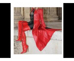 Red And Black Designer Leather Catsuit