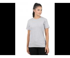 Ladies Grey Plain Cotton T Shirt