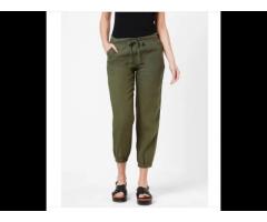 Olive Green Ladies Linen Pants