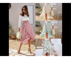 TONGYANG Women Summer High Waist Flower Polka Dot Print A-line Skirts Ladies - Image 1