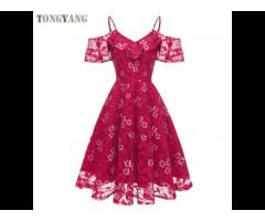 TONGYANG Hot Selling Summer Dresses Women Sweet Floral Pink Lace Dress Elegant Party Dress - Image 3