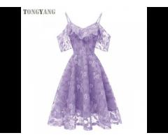 TONGYANG Hot Selling Summer Dresses Women Sweet Floral Pink Lace Dress Elegant Party Dress - Image 4