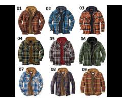 Men's Clothing Cotton Plaid Long-sleeved Loose Hooded Jacket - Image 1