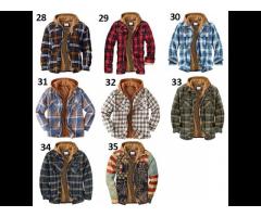 Men's Clothing Cotton Plaid Long-sleeved Loose Hooded Jacket - Image 2