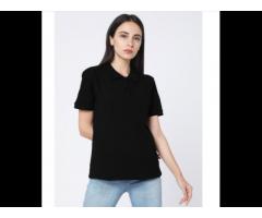 Women Plain Half Sleeves Collar T-Shirt