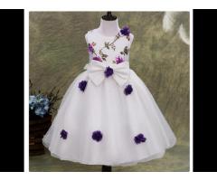 Purple Floral Applique Party Dress