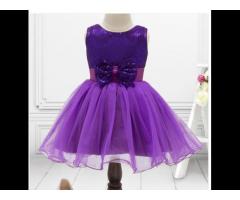 Purple Glitter Bow Party Dress