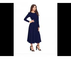 Women's Fit And Flare Fancy Western Polyester Midi Dress