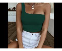 TONGYANG Women Sexy One Shoulder Crop Tops Sleeveless T-Shirt Tank Tops Summer Beach