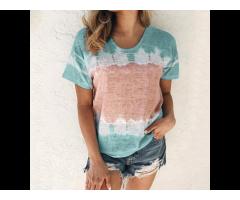 TONGYANG Hot Sale Summer Colored Print Short Sleeve T-shirt For Women Tie-Dye Short Sleeve