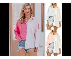 TONGYANG 2022 Spring Summer Latest Designs Women Collision-color Long-sleeve Shirts