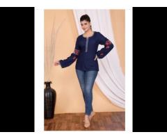 Rayon Blue Colour Top For Women