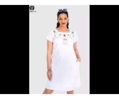 FLOWER EMBROIDERED WHITE DRESS high quality womens clothes wholesale