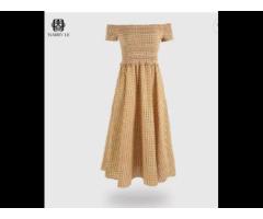 OFF SHOULDER YELLOW SMOCKED DRESS FOR WOMEN wholesale women clothing Top