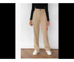 Trendy Fashion Women's Pants Youthful and dynamic Plain Khaki Pants Straight Pant