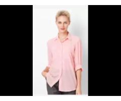 Trendy Fashionable Long Sleeves Turn Down Collar Solid Chiffon Shirts for Women