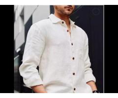 100%hemp Hot Selling Design Plain Mens White Luxury Clothing Custom Shirt - Image 2