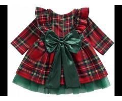 Christmas Dress For Girls Toddler Kid Child Red Plaid Bow Dresses For Girl