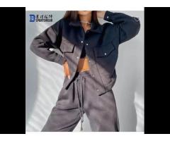 Fashion Solid Color Women Jacket Hoodies Casual Pants Suit - Image 2