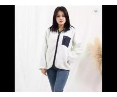 Hot Sale Women Stand Collar Lambswool Jacket Elastic Cuffs Drop Shoulder - Image 1