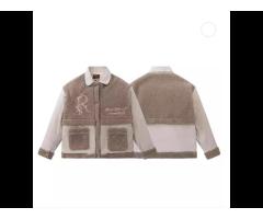 Oem Custom Full Zipper Front Pocket Collar Color Block Faux Shearling Fleece Jackets