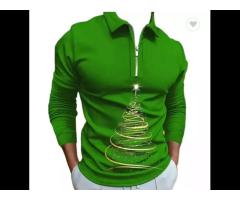 Men Casual Soild Zipper Top Turn Down Collar Blouse Long Sleeve polo Shirt Fashion Casual Shirts - Image 2