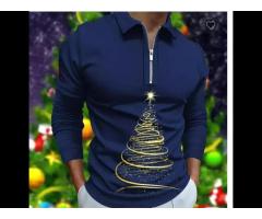 Men Casual Soild Zipper Top Turn Down Collar Blouse Long Sleeve polo Shirt Fashion Casual Shirts - Image 3