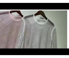 LIANMENG AC758 Latest Fashion Rhinestone Long Sleeve Hot Style T-Shirt Unisex - Image 2