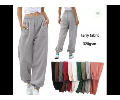 Wholesale 100% cotton custom plus size women's pants trousers stacked sweat pants
