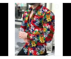 Yiwu slim men's long-sleeved shirts summer printed hawaiian shirt men's wholesale - Image 2