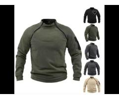 Wholesale mens winter warm fleece hoodie training tactical stand collar long sleeve - Image 1