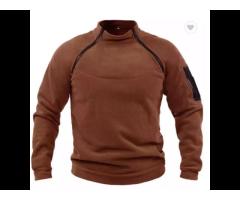 Wholesale mens winter warm fleece hoodie training tactical stand collar long sleeve - Image 3